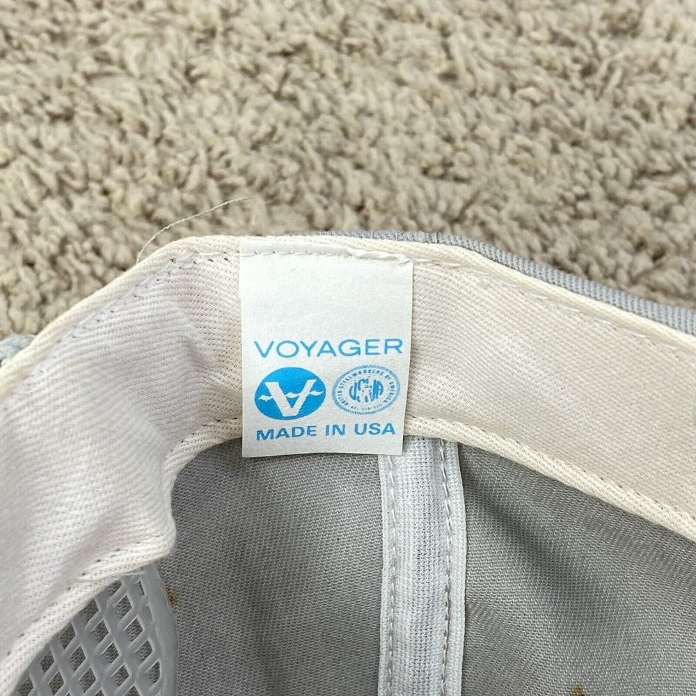 Vtg‎ Voyager Cannon Sline Trucker Snapback Hat Gray Roped Yellow Patch Cap USA - Picture 7 of 12